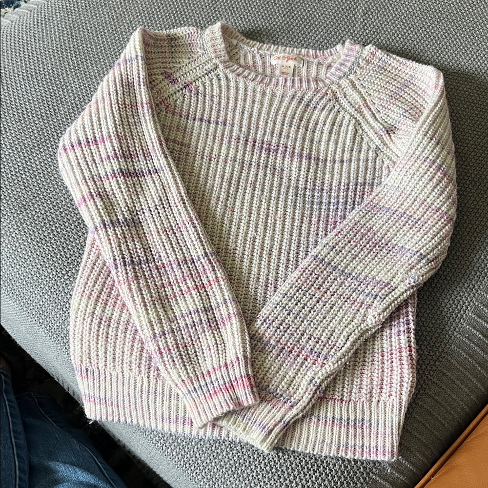 Lavender, pastel, cream Cat & Jack Sweater, girl’s size m, 7/8